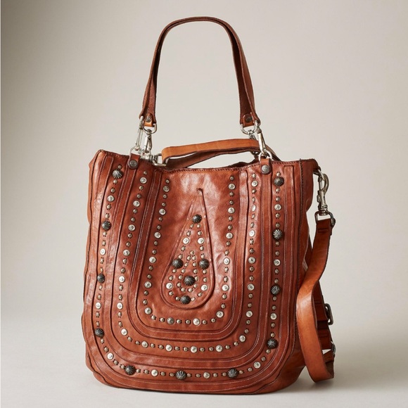 Campomaggi Handbags - Campomaggi “Catullo Laser Drop Bag” in studded cognac leather. New with tags!